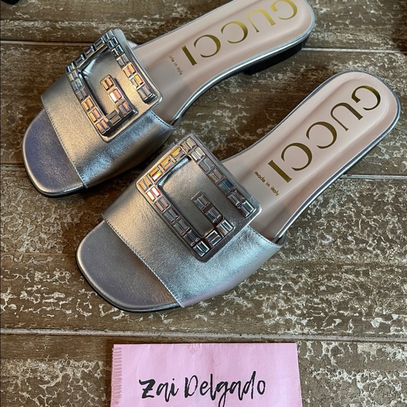 ♥️SOLD♥️ Gucci Crystal Square Sandals - Picture 3 of 11